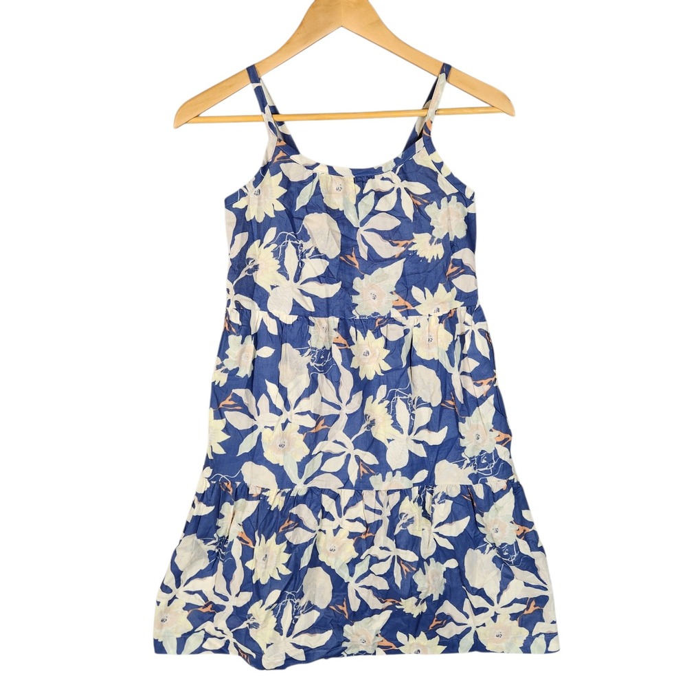 Patagonia Pataloha Dress Girl's M Blue Floral Jellyfish Flower Tiered Cotton